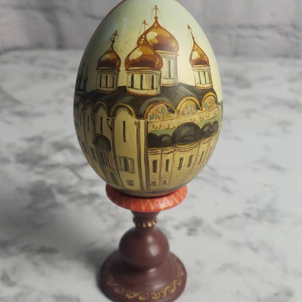 Russian Handpainted Painted Egg with Stand